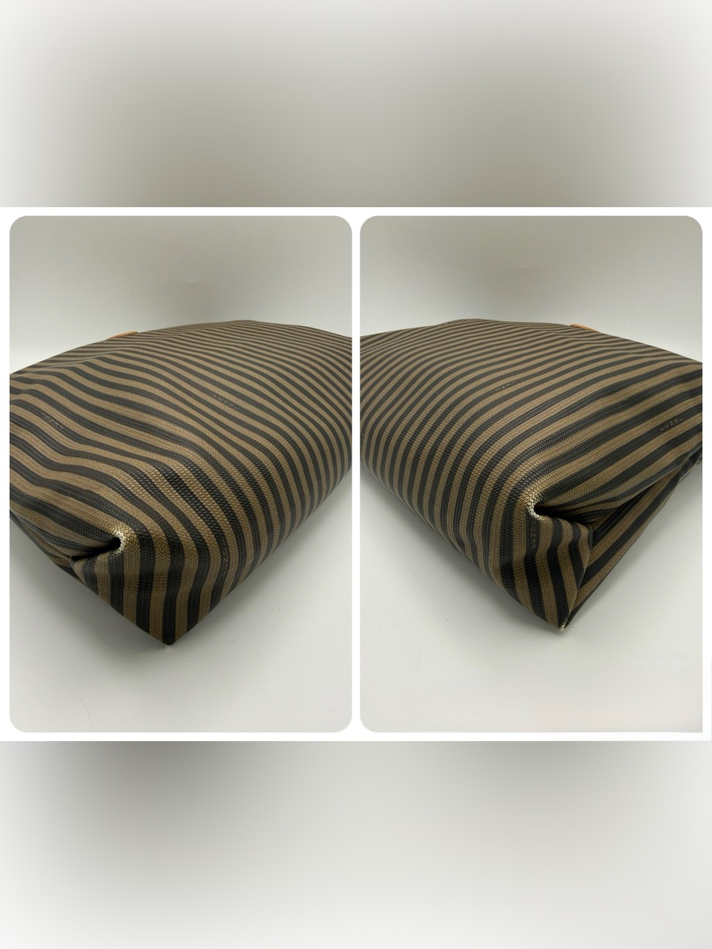 Vintage Fendi Pequin Striped Canvas Leather pouch - Picture 3 of 9
